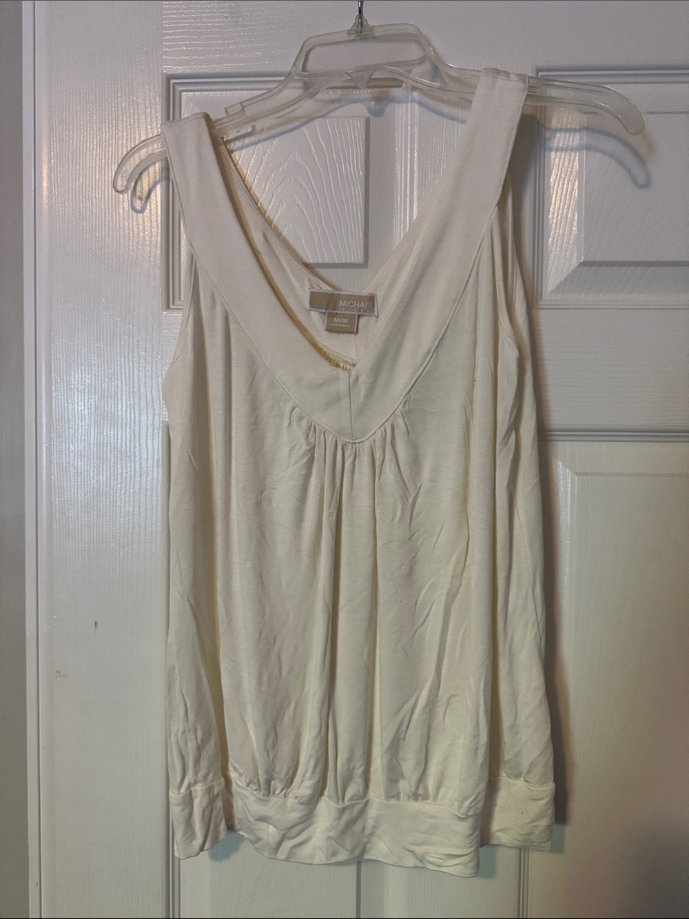 Michael Kors Ivory V-Neck Sleeveless Tank Top